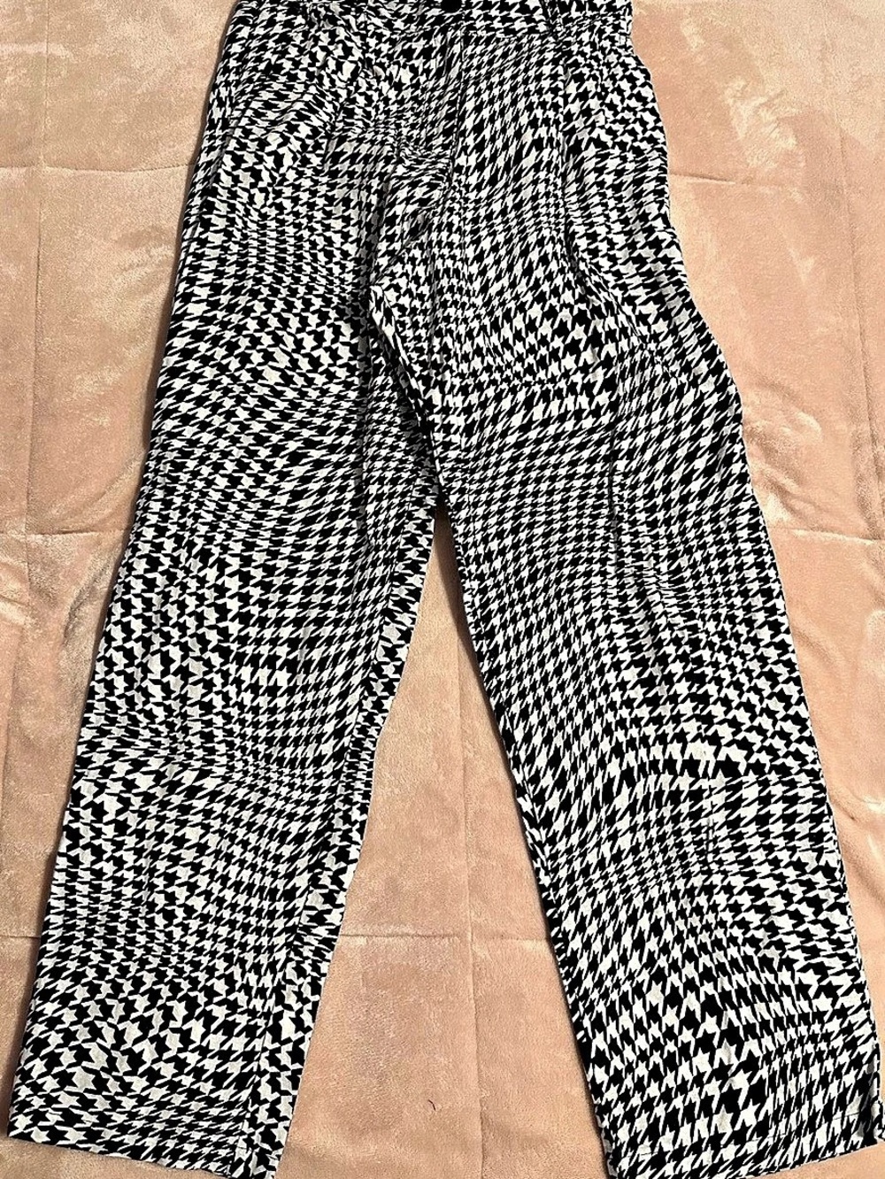 Motel Black & White High Rise Houndstooth Trouser Pants